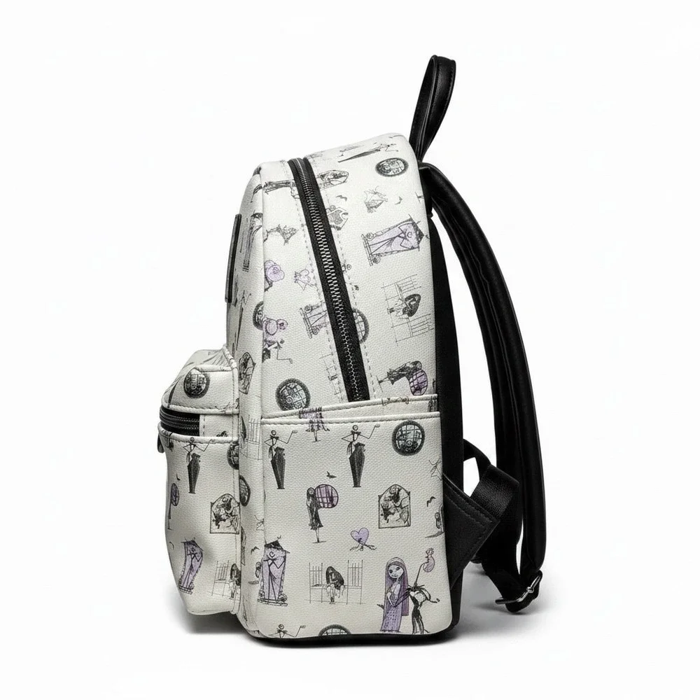 Disney Nightmare Before Christmas Mini Backpack‎ Jack Sally White Faux Leather